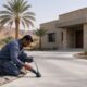 فني يستخدم جهاز كشف تسريبات المياه الإلكتروني في منزل بمنطقة دما والطائين